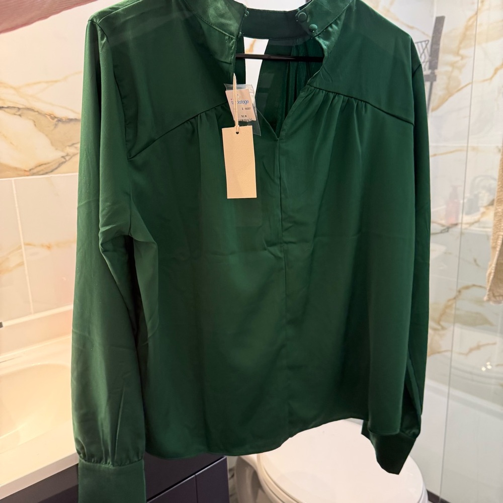 MELLODAY Deep Green Blouse